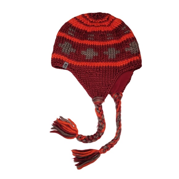 The North Face Beanie Hat Earflaps Colorful Wool Peru Knit Fleece Lined Tassel - Picture 1 of 5